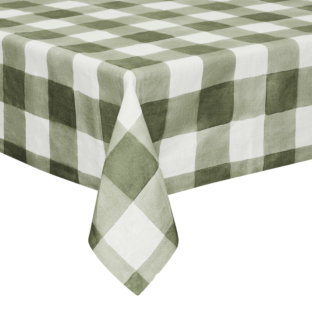 Green Gingham Napkins, Set of Four & Tablecloth - The Sette