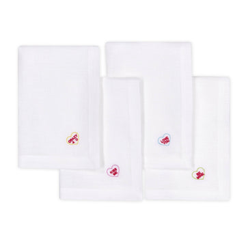 Embroidered Sweetheart Candy Napkins, Set of Four - The Sette