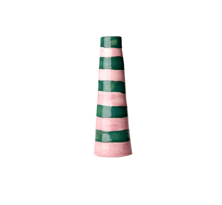Green & Pink Side Stripe Vase - The Sette